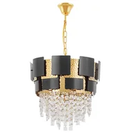 Lampy sufitowe - KLASYCZNY ŻYRANDOL KRYSZTAŁOWY CZARNO-ZŁOTY MOLINA D40 - miniaturka - grafika 1