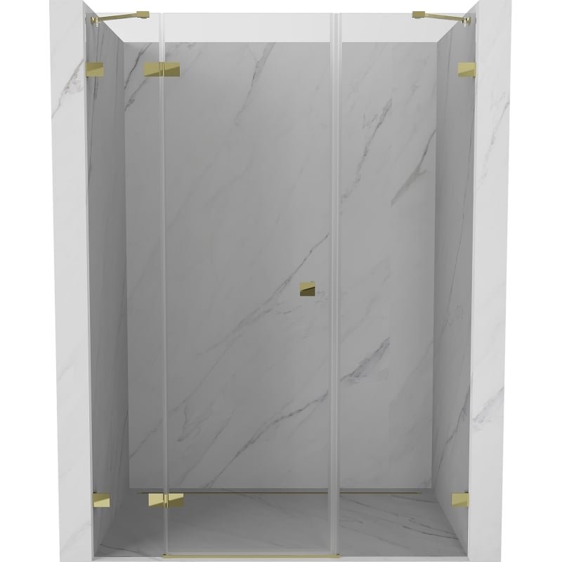 Mexen Lunar drzwi prysznicowe uchylne lewe 145 cm, transparent, złote - 834S-145-050-50-00-L