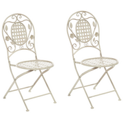 Meble ogrodowe - Shumee Zestaw 2 krzeseł ogrodowych metalowy złamana biel BIVIO - miniaturka - grafika 1