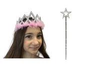 Dodatki do strojów karnawałowych - Zestaw Księżniczki Diadem Różowy Różdżka 2el MK588 - miniaturka - grafika 1