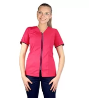 Odzież medyczna - Żakiet medyczny kosmetyczny na suwak amarant z lamówką granat 42 - miniaturka - grafika 1