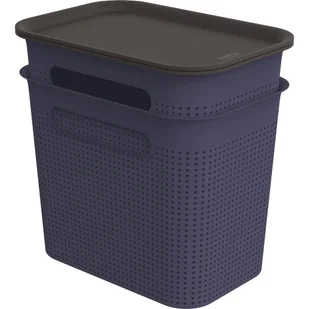 Ciemnoniebieskie plastikowe pojemniki z pokrywką zestaw 2 szt. 18,5x27x26 cm Brisen – Rotho - Pudła i pojemniki do przechowywania - miniaturka - grafika 1