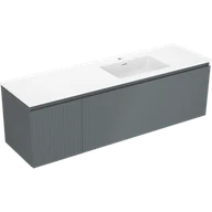 Szafki łazienkowe - Mexen Rivel szafka łazienkowa 160 cm z umywalką Otis prawą, 1S, 1D, ryflowana, grafit/biała mat - 91A23-16047-3-BBFF66-W18P01 - miniaturka - grafika 1