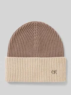 Czapki damskie - Czapka beanie dwukolorowa z mieszanki wełny i kaszmiru - miniaturka - grafika 1