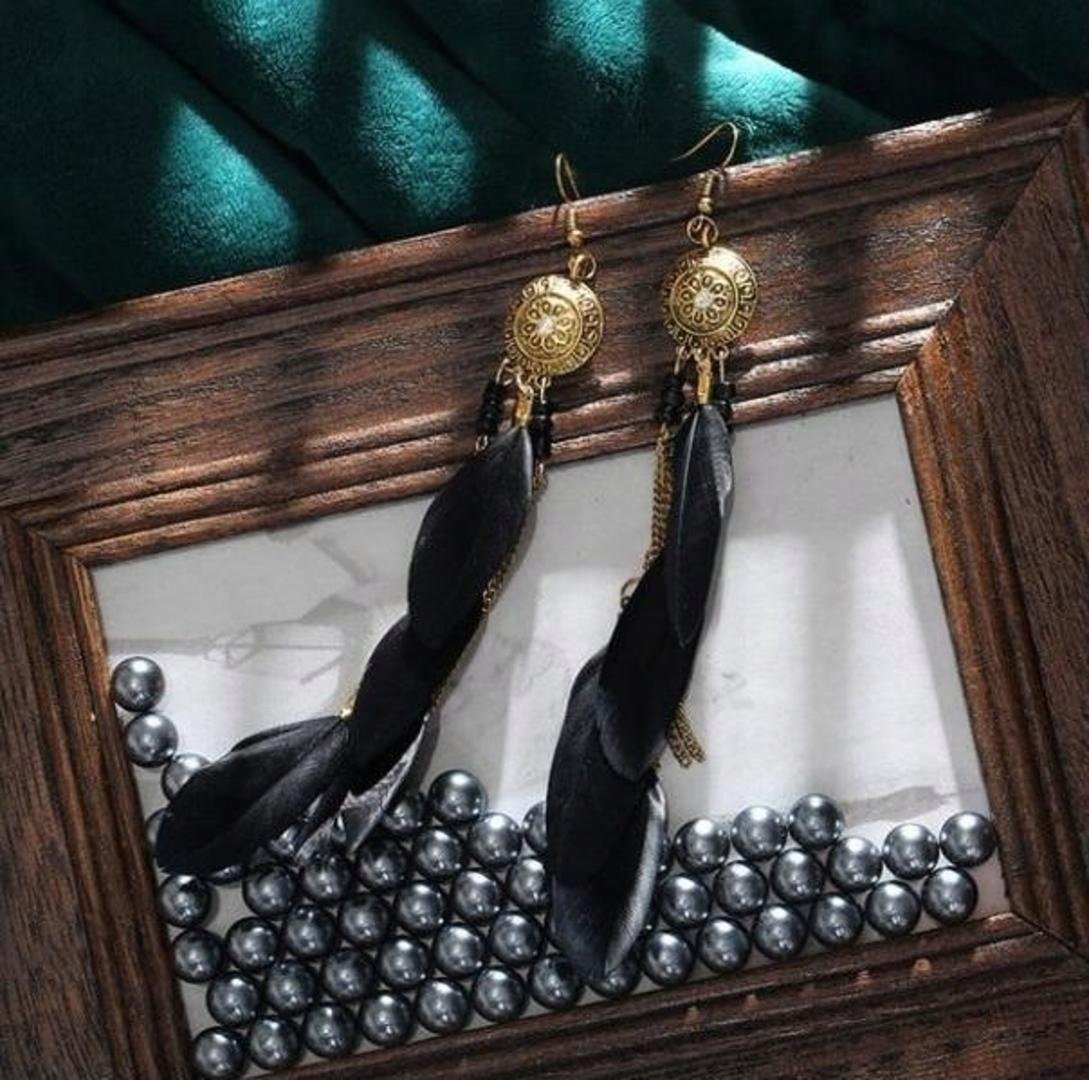 KOLCZYKI ZWISAJĄCE BOHO DŁUGIE PIÓRA! POLECAM!