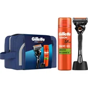 Zestawy kosmetyków męskich - Zestaw upominkowy Gillette Maszynka do golenia dla mężczyzn ProGlide z 1 wymiennym wkładem + Żel do golenia Fusion5 200 ml + Stojak + Kosmetyczka (8700216534420) - miniaturka - grafika 1