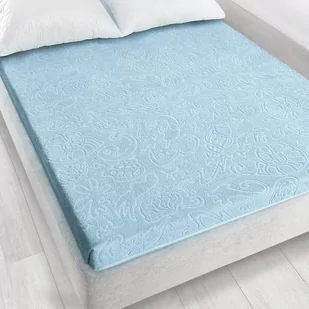Prześcieradło Frotte Żakardowe Bez Gumki 175X220Cm Błękit - Prześcieradła - miniaturka - grafika 1