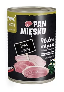 PAN MIĘSKO - Karma mokra dla kota indyk z gęsią puszka 400g - Mokra karma dla kotów - miniaturka - grafika 1