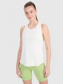 Koszulki sportowe damskie - 4F Top treningowy oversize szybkoschnący damski - biały XL - miniaturka - grafika 1