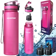 Butelki filtrujące - Bidon Butelka filtrująca AQUAPHOR CITY + 3 filtry różowa 0,8l - miniaturka - grafika 1