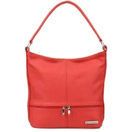 Torebki damskie - CZERWONA SKÓRZANA LISTONOSZKA DWA PASKI Beltimore I66 czerwony - miniaturka - grafika 1