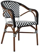 Fotele i krzesła ogrodowe - Czarno białe wiklinowe krzesło z podłokietnikami na taras E3-D02 - miniaturka - grafika 1