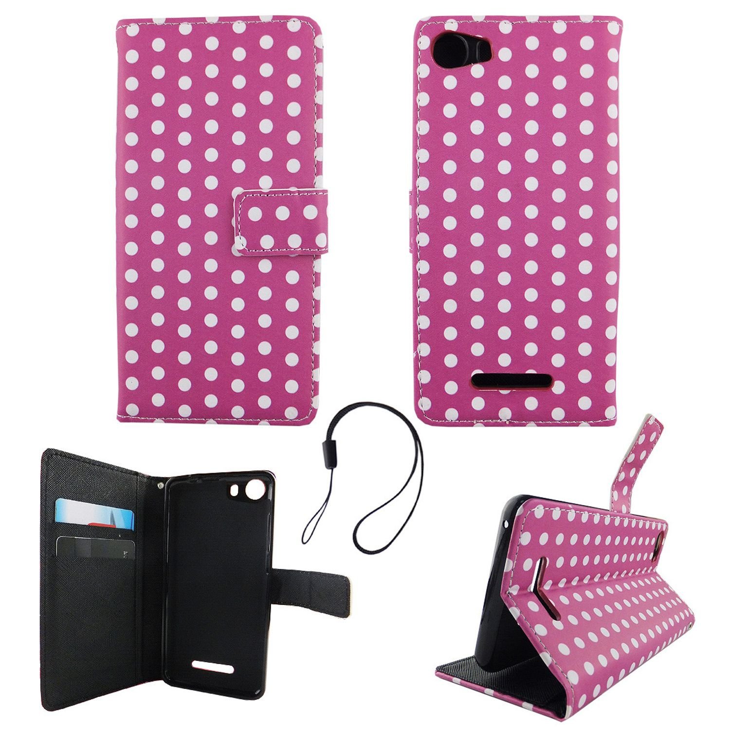 Etui na telefon komórkowy Wiko Lenny 2 Polka Dot Purple White