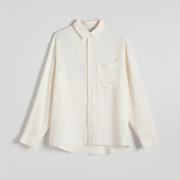 Koszule męskie - Reserved - Koszula comfort fit z lyocellem - Kremowy - miniaturka - grafika 1