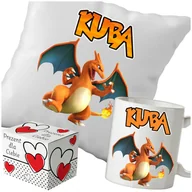 Gadżety dla niej i dla niego - Kubek + Poduszka Pokemon Charizard 330ml 40x40cm i Opakowanie Na Prezent - miniaturka - grafika 1