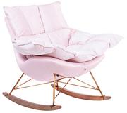 Fotele - Jasnoróżowy fotel bujany na drewnianych płozach - Cradle - Elior - miniaturka - grafika 1