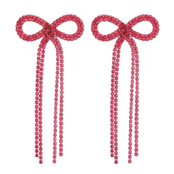 Różowe wizytowe długie kolczyki nitki cyrkoniowe błyszczą EFEKTOWNE