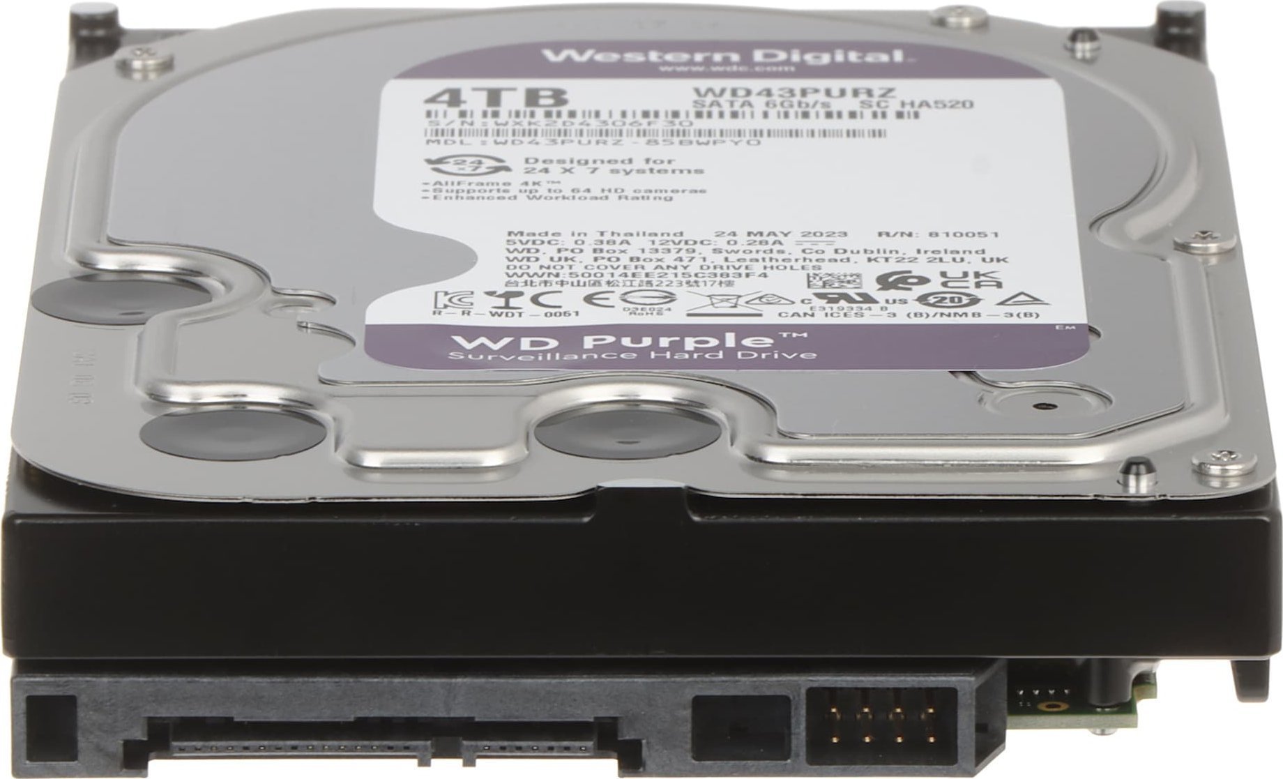 Dysk WD DYSK DO REJESTRATORA HDD-WD43PURZ 4TB 24/7 WESTERN DIGITAL