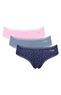Majtki damskie - Sloggi 3-pack figi damskie Go Crush Hipster 10219671-V004, Kolor granatowo-niebiesko-różowy, Rozmiar XS, Sloggi - Primodo.com - miniaturka - grafika 1