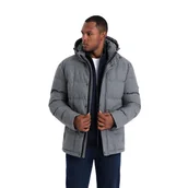 Kurtki męskie - Ciepła męska kurtka na zimę szara odpinany kaptur Ombre OM-JAHP-0203 V1 XL - miniaturka - grafika 1
