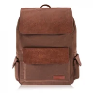 Plecaki szkolne i tornistry - PLECAK MĘSKI SZKOLNY A4 NA LAPTOPA PODRÓŻNY DO PRACY WEGAŃSKI PAOLO PERUZZI E-22-BR - miniaturka - grafika 1