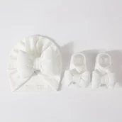 Czapki dla dzieci - TEMU 2 szt. Zestaw dla niemowląt: czapka i skarpetki w stylu księżniczki, uroczy strój dla maluchów/noworodków, całoroczne akcesoria do noszenia, - miniaturka - grafika 1