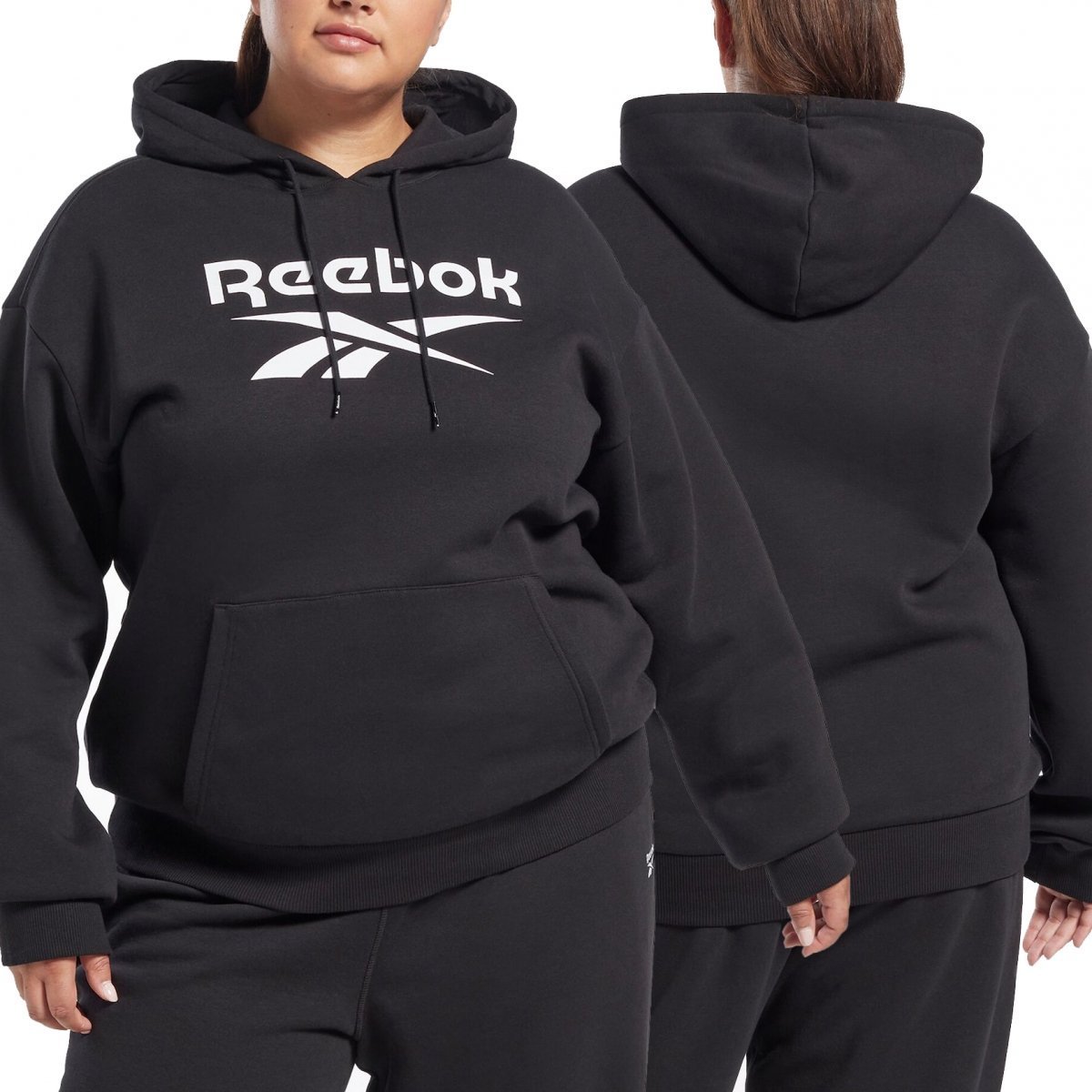 Reebok bluza damska czarna kangurka plus size HB7627 4XL