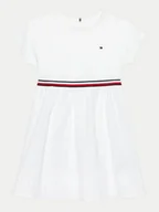 Sukienki i spódniczki dla dziewczynek - Tommy Hilfiger Sukienka codzienna Global Stripe KG0KG07925 D Biały Regular Fit - miniaturka - grafika 1