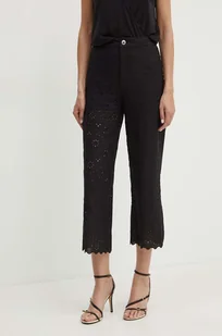 Morgan spodnie z domieszką lnu PBROD kolor czarny proste high waist PBROD - Spodnie damskie - miniaturka - grafika 1