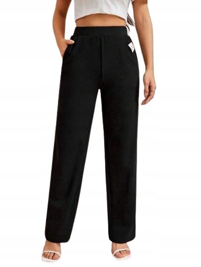 SHEIN CZARNE SPODNIE ELEGANCKIE PROSTE ŚREDNI STAN Petite M 1GC