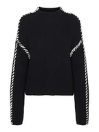 Swetry damskie - Vero Moda Sweter "New Cream" w kolorze czarnym - miniaturka - grafika 1