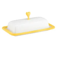 Inne naczynia kuchenne - Maselnica porcelanowa 21 x 11 cm z silikonem zółtym SUNNY - miniaturka - grafika 1