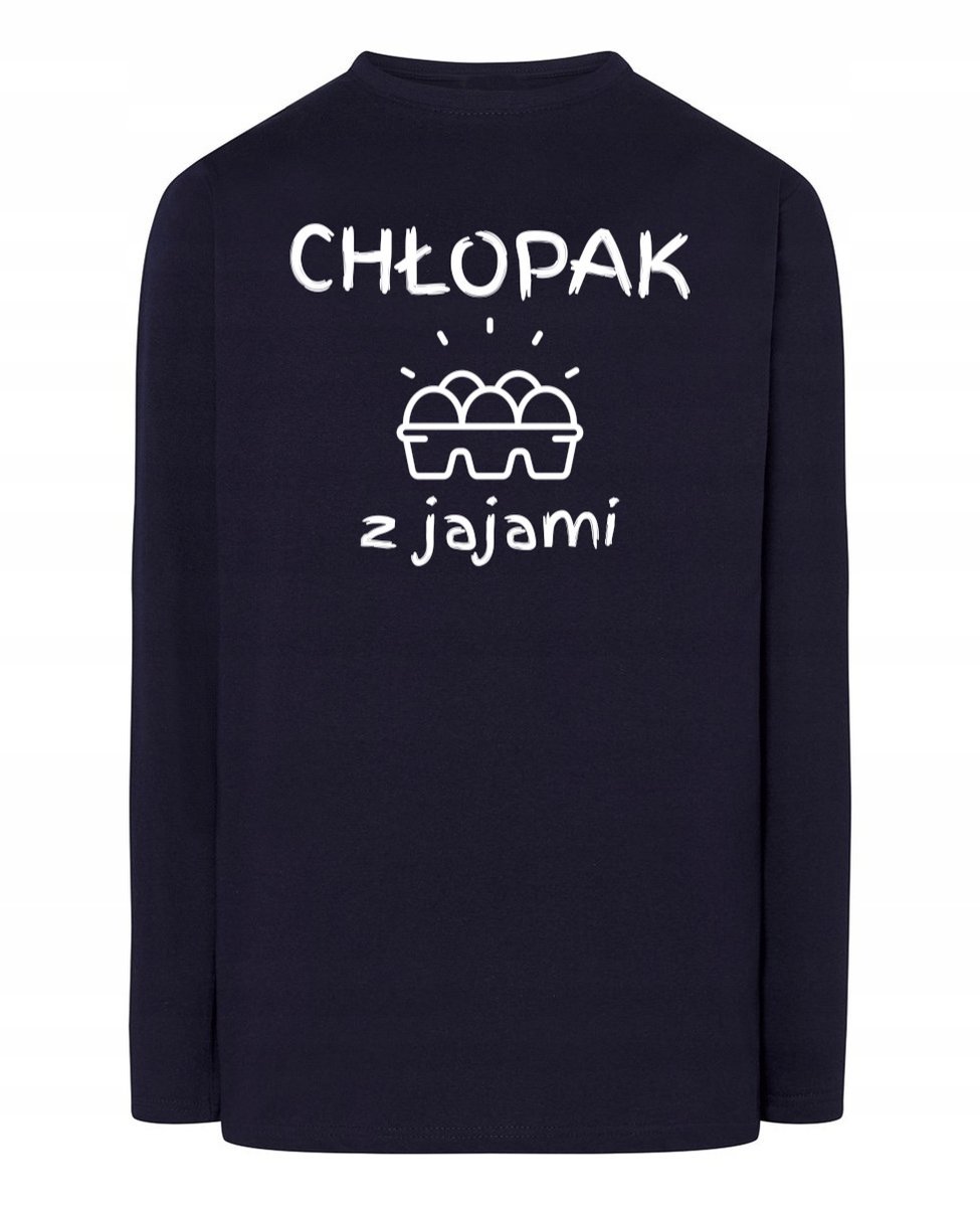 Longsleeve męski Zabawny nadruk Chłopak z jajami r.XL