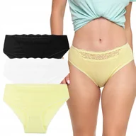 Majtki damskie - Majtki Figi Szorty Damskie Bawełniane Gładkie Koronkowe MORAJ 3-szt - L - miniaturka - grafika 1