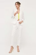 Spodnie damskie - Morgan spodnie damskie kolor biały fason cygaretki high waist - miniaturka - grafika 1