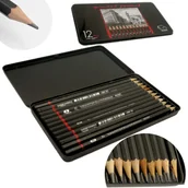 Kredki, ołówki, pastele i pisaki - Zestaw Ołówek 12Szt Od 2H Do 8B Metal Etui Tenwin - miniaturka - grafika 1