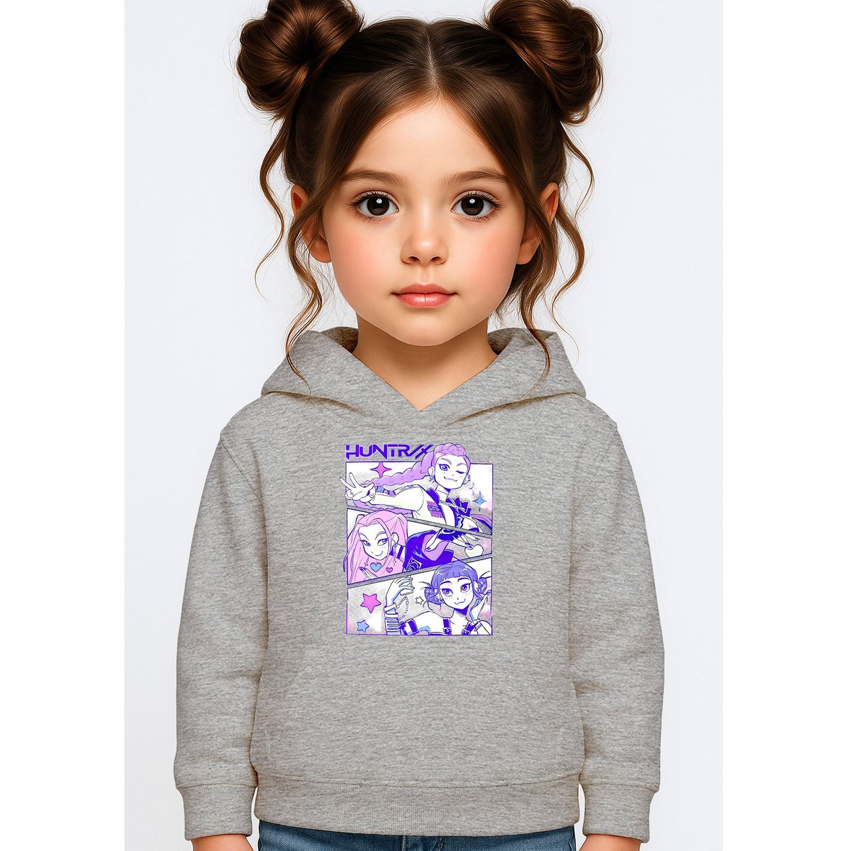BLUZA DZIECIĘCA K-POPOWE ŁOWCZYNIE DEMONÓW HUNTRIX 110-116 Z KAPTUREM