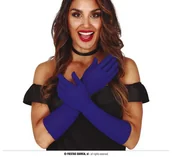 Dodatki do strojów karnawałowych - RĘKAWICZKI NIEBIESKIE 42 CM - miniaturka - grafika 1