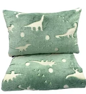 Koce i narzuty dla dzieci - 130 x 155 Komplet Kocyk Poduszka Dinozaury świecący w ciemności - miniaturka - grafika 1