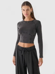 Damski longsleeve crop-top 4F 4FRAW24TLONF503 - czarny - Koszulki sportowe damskie - miniaturka - grafika 1