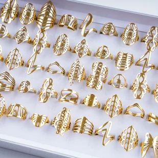 20szt modny zestaw pierścieni wykonany ze nierdzewnej modny pusty różany wzór skrzydła mieszaj i dopasowuj do codziennych strojów ślepa torba z - Inne - miniaturka - grafika 1