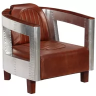 Fotele - vidaXL Fotel Aviator, brązowy, skóra naturalna - miniaturka - grafika 1