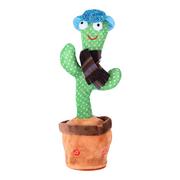 Zabawki interaktywne dla dzieci - Zabawka Dla Dzieci - Tańczący Kaktus - Z Szalikiem W Kratę I Niebieskim Kapeluszem - miniaturka - grafika 1