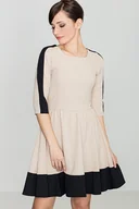 Sukienki - Dwukolorowa sukienka na co dzień - rozkloszowana sukienka - czarna - rozmiar M - miniaturka - grafika 1