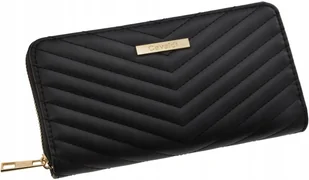 Elegancki Portfel Damski Duży Pikowany Portmonetka Kopertówka Zamek Czarny - Portfele - miniaturka - grafika 1