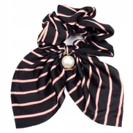 Ozdoby do włosów - Gumka Do Włosów apaszka Scrunchie paski Czarna - miniaturka - grafika 1