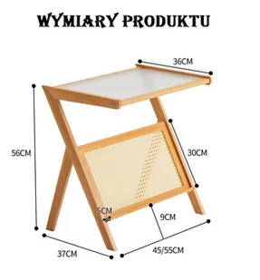 Bambusowy stolik z ratanową półką - jasnobrązowy, długość 45 cm - Ławy i stoliki kawowe - miniaturka - grafika 1