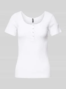 T-shirt o kroju slim fit z mieszanki bawełny z krótką listwą z zatrzaskami model ‘KITTE’ - Koszulki i topy damskie - miniaturka - grafika 1