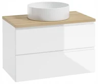 Szafki łazienkowe - Szafka łazienkowa wisząca 100x50cm zestaw z blatem i okrągłą umywalką biały Modus - miniaturka - grafika 1
