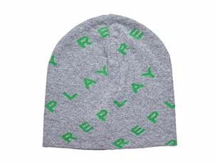 Replay Damska czapka beanie AW4281, 1510 szary melanż-zielony (Grey Melange-Shiny Green), UNIC - Czapki damskie - miniaturka - grafika 1